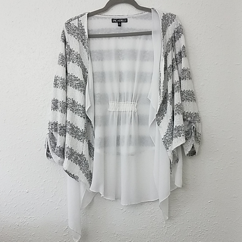 𝅺picadilly small open cardigan white sheer underlay